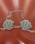 Top conchiglia strass argento
