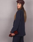Tailleur doppiopetto gessato blu navy