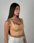 Top crop basic beige