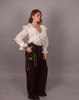 Camicia panna con doppia rouches
