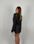 Dress pois con spallina costruita nero