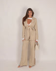 Tailleur con cintura beige