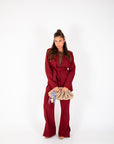 Tailleur con cintura bordeaux