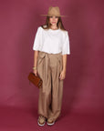 Pantalone palazzo con fiocco fango