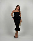 Midi bandage con balze nero