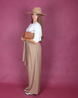 Pantalone palazzo con fiocco fango