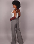 Tailleur gessato con cintura grigio