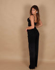 Jeans palazzo nero con microcristalli