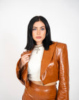 Pull Crop in peluche panna