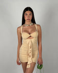 Mini dress cut out beige