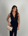 Abito Flora giro manica blu navy