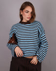 Pull mille righe azzurro