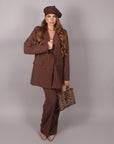 Tailleur doppiopetto gessato Brown