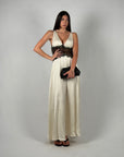 Dress in raso e pizzo panna/nero