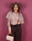 Camicia con rouches beige
