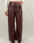 Pantalone in pelle bordeaux
