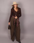 Pantalone balloon verde con cravatta