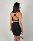 Mini dress bandage scollo sul retro nero