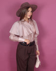 Camicia con rouches beige