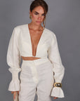 Linen flaire milk pantalone