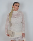 Mini dress in pizzo panna