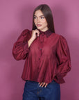 Camicia con balze bordeaux