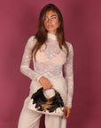 Maglia semivelata in pizzo panna