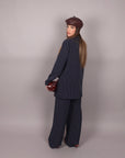 Tailleur doppiopetto gessato blu navy