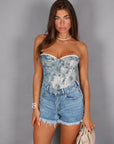 Shorts sfrangiato blue denim