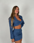 Coordset gessato blu