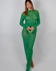 Long dress luxury diamond green