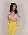 Top e coprispalle beige