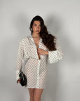 Dress pois con spallina costruita bianco