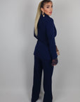 Blazer Serena con inserti in pizzo blu navy
