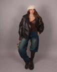 Giubbino Bomber ecopelle marrone