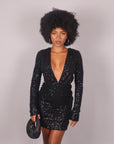 Dress Mermaid manica lunga nero