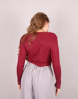 Maglia Crop a costine bordeaux