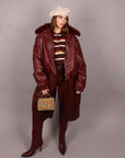 Bomber Crop in pelle bordeaux