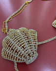 Top conchiglia strass oro
