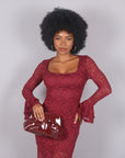 Dress in pizzo bordeaux