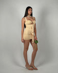 Mini dress cut out beige