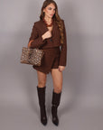 Coordinato giacca crop e shorts marrone