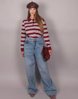 Jeans palazzo chiaro con microcristalli