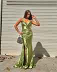 Dress elegant in raso verde