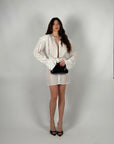 Dress pois con spallina costruita bianco