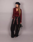Pantalone balloon nero con cravatta