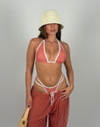 Set 3 pezzi costume e pantalone quadri red