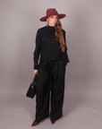 Pantalone palazzo con fiocco nero