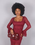 Dress in pizzo bordeaux