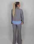 Giacca con inserti in camicia grigio
